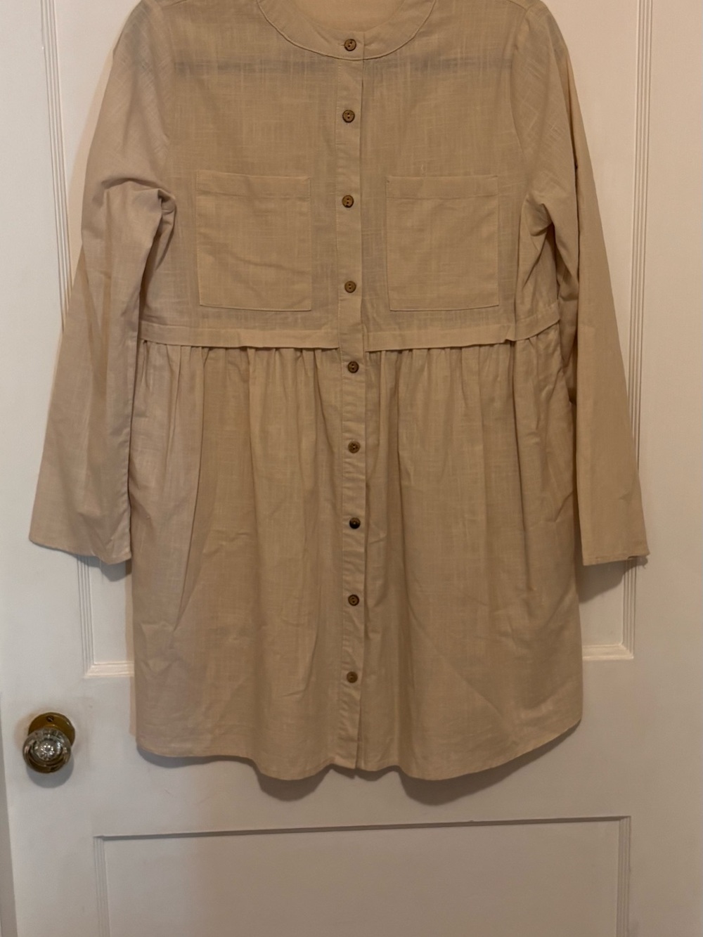 Lightweight Cream Button-Front Longline Trench Coat